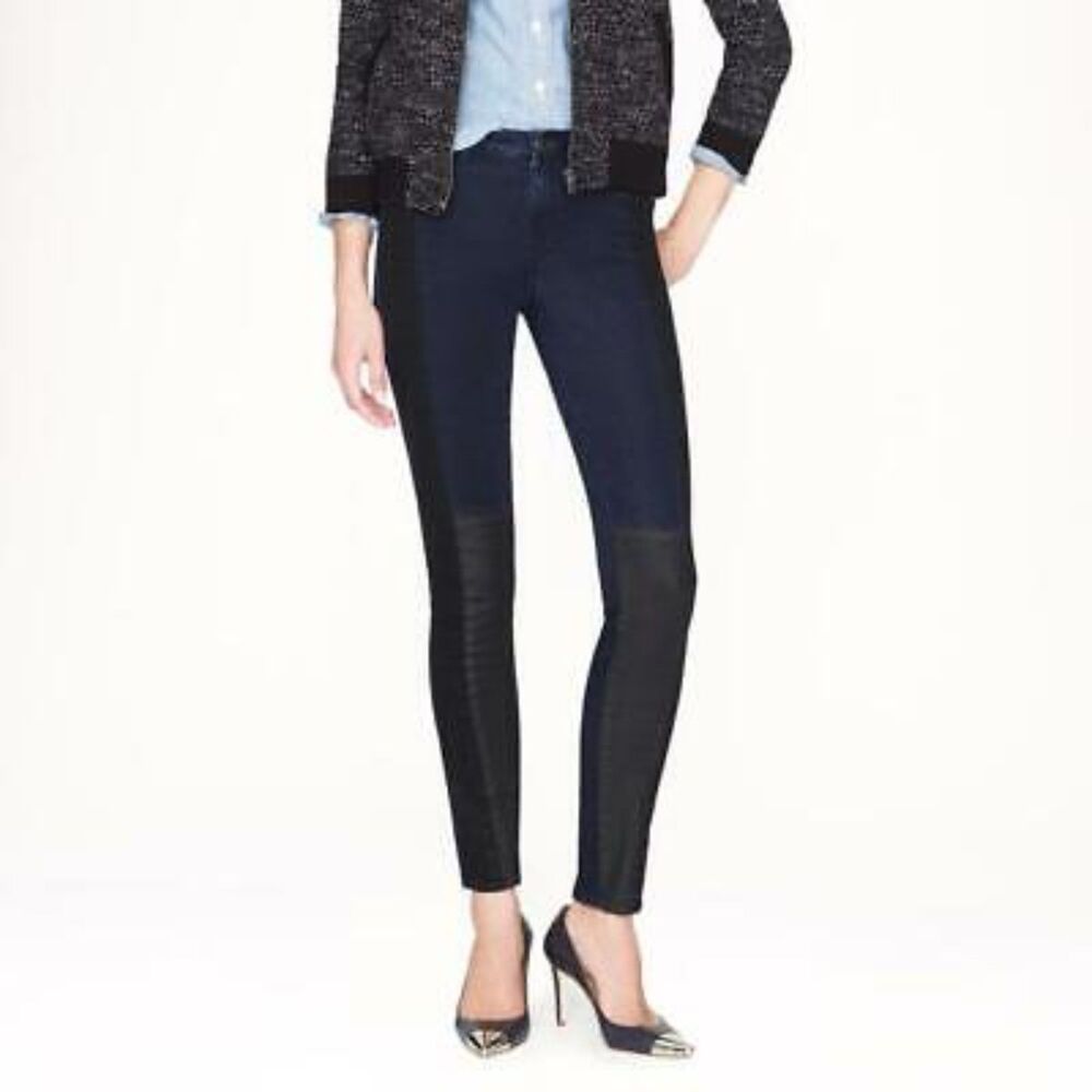 J CREW Jeans Womens Size 28 Blue Dark Wash Colorblock Skinny Mid Rise Toothpick